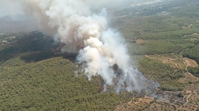 Imatge de l'incendi a Masllorenç (Bombers)